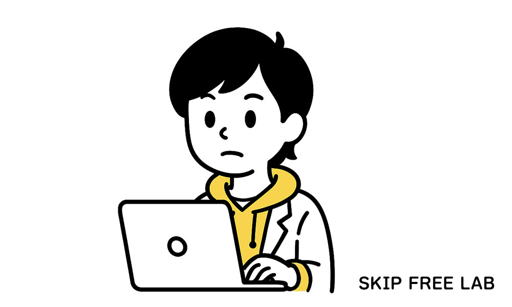 真剣な表情でもえみそがパソコンで作業するイラスト(副業に集中する様子)