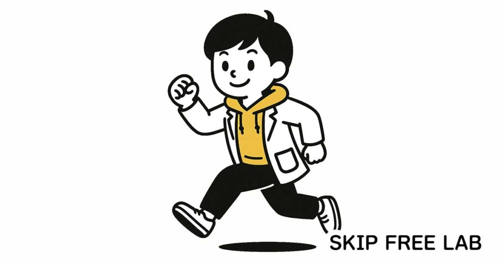 ブログネタに悩む不安から解放され、前向きに歩き出す女性キャラクター（もえみそ）のイラスト