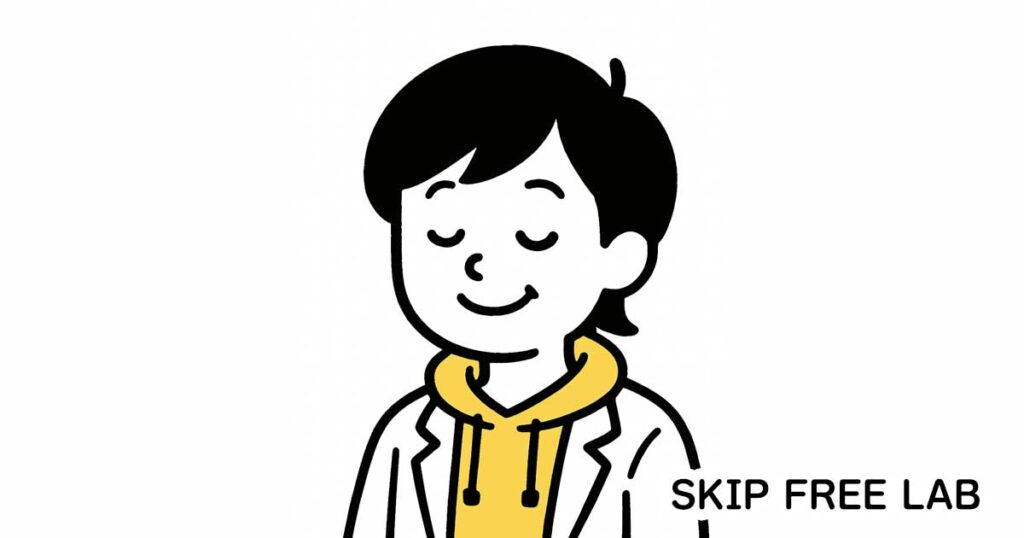 目を閉じて穏やかな表情のもえみそのイラスト(安心しているイメージ)